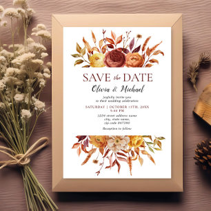 Invitation Boho Fall Floral Rustic Flowers Mariage