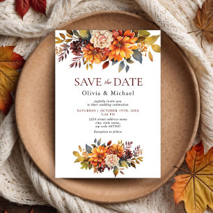 Invitation Boho Fall Floral Rustic Flowers Mariage