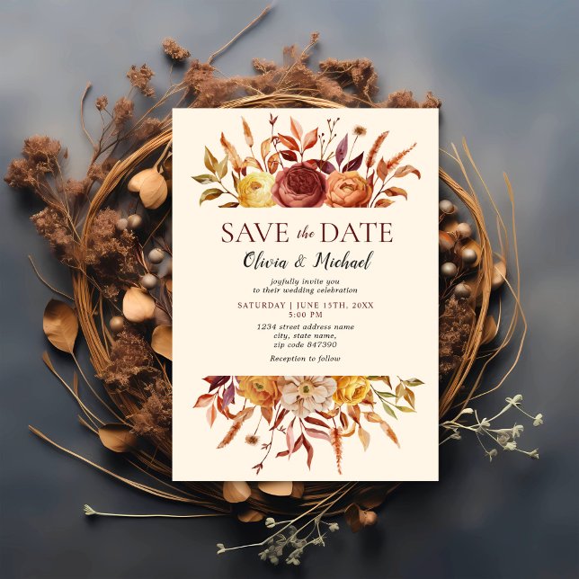Invitation Boho Fall Floral Rustic Flowers Mariage (Créateur téléchargé)