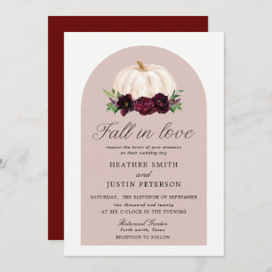 Invitation Boho Fall In Love Floral Citrouille Mariage