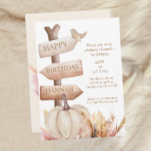 Boho Fall White Citrouille Girls First Birthday