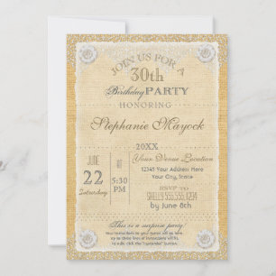 Invitation BOHO Faux Burlap n dentelle gitane moderne style m
