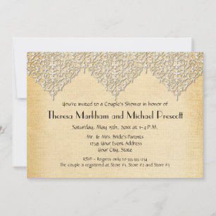 Invitation BOHO Faux Burlap n dentelle gitane moderne style m