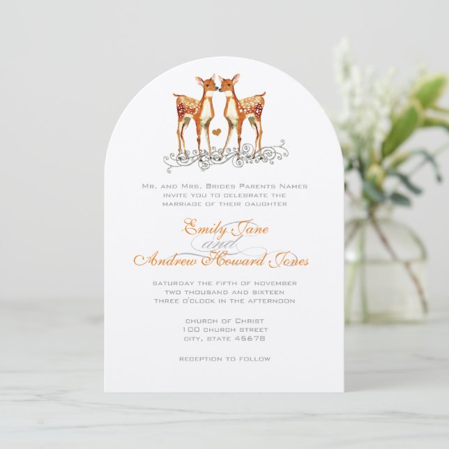 Invitation Boho Fawn Deer Enfance Mariage Swethearts (Debout devant)