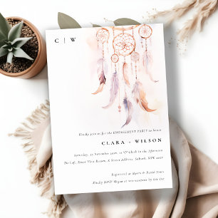 Invitation Boho Feather Dreamcatcher Watercolor Fiançailles