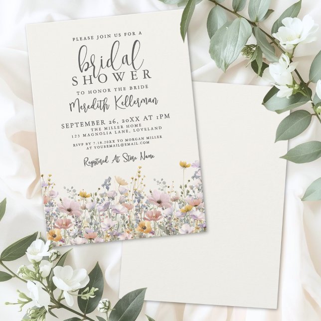 Invitation Boho Fête de Mariée aux Fleurs Sauvages (Boho Wildflower Bridal Shower Invitation)