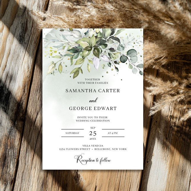 Invitation Boho feuille vert eucalyptus personnalisé (Greenery leaves boho eucalyptus personalized invitation)
