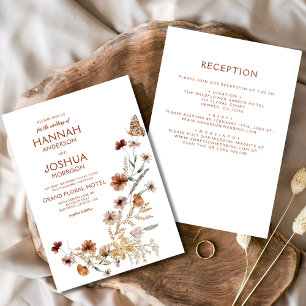 Invitation Boho Fleur de Champ Tout en Un Jardin de Mariage