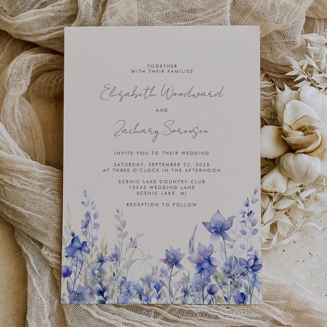 Invitation Boho Fleur sauvage Aquarelle Bluebells Mariage (Créateur téléchargé)