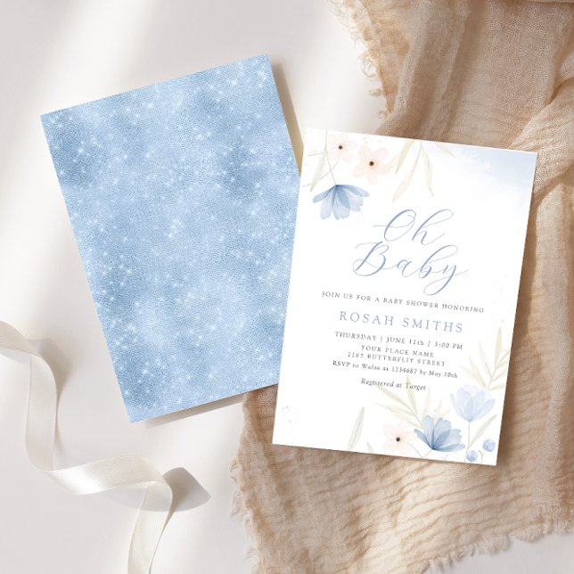 Invitation Boho Fleur sauvage Aquarelle Floral Girl Baby show (Créateur téléchargé)