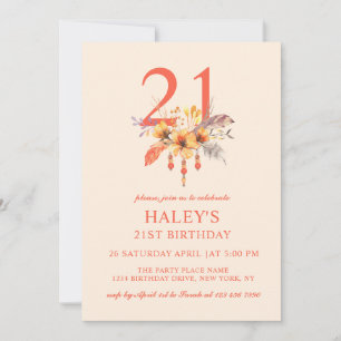 Invitation Boho Fleur sauvage Automne Automne Floral 21e Anni
