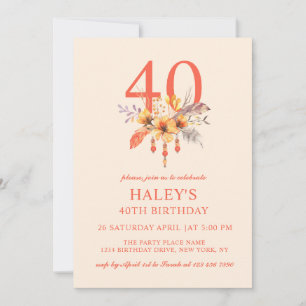 Invitation Boho Fleur sauvage Automne Automne Floral 40E Anni