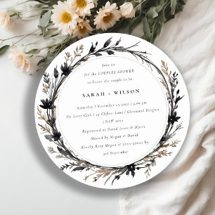 Invitation Boho Fleur sauvage Black Fall Wreath Couples Douch
