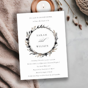 Invitation Boho Fleur sauvage Black Fall Wreath Couples Douch