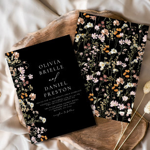 Invitation Boho Fleur sauvage Black Garden Mariage