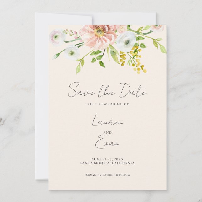 Invitation Boho fleur sauvage Boho Beige Botanical Enregistre (Devant)