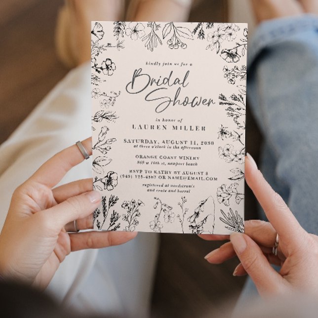 Invitation Boho Fleur sauvage Botanique Fête des mariées flor (Join us for a rustic bridal shower!
)