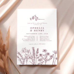 Invitation Boho Fleur sauvage Bourgogne Mariage Dîner de répé