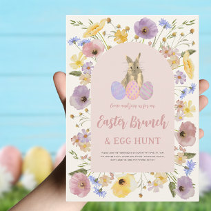 Invitation Boho Fleur sauvage Brunch de Pâques et chasse aux 