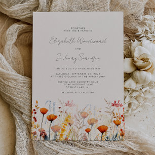 Invitation Boho Fleur sauvage d'automne aquarelle Mariage flo
