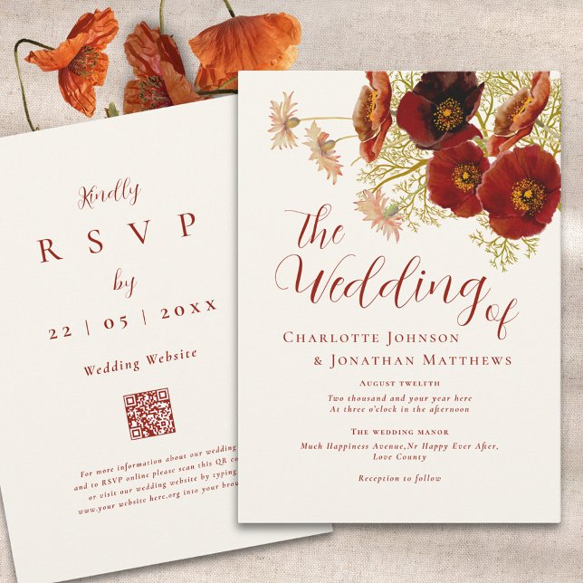 Invitation Boho Fleur sauvage d'automne mariage (Boho wildflower fall wedding invitation in earthy tones)