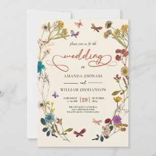 Invitation Boho Fleur sauvage d'automne Mariage botanique
