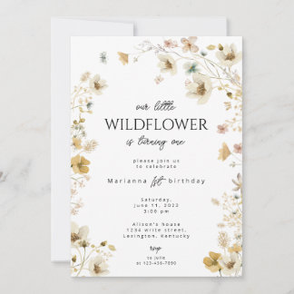 Invitation boho fleur sauvage de premier anniversa