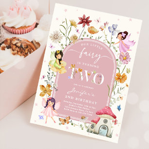 Invitation Boho Fleur sauvage Fairy 2e fête d'anniversaire