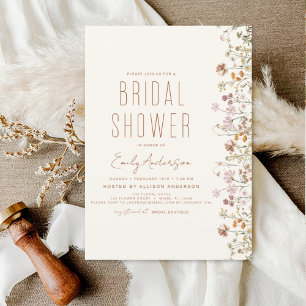 Invitation Boho Fleur sauvage Fête des mariées Jardin en fleu