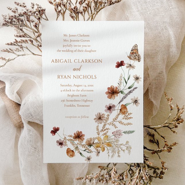 Invitation Boho Fleur sauvage Floral Butal Mariage (Créateur téléchargé)
