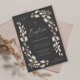Invitation Boho Fleur sauvage Floral Genre Baptême neutre