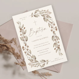 Invitation Boho Fleur sauvage Floral Genre Baptême neutre