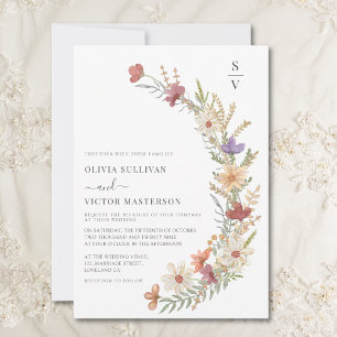 Invitation Boho Fleur sauvage Floral Mariage
