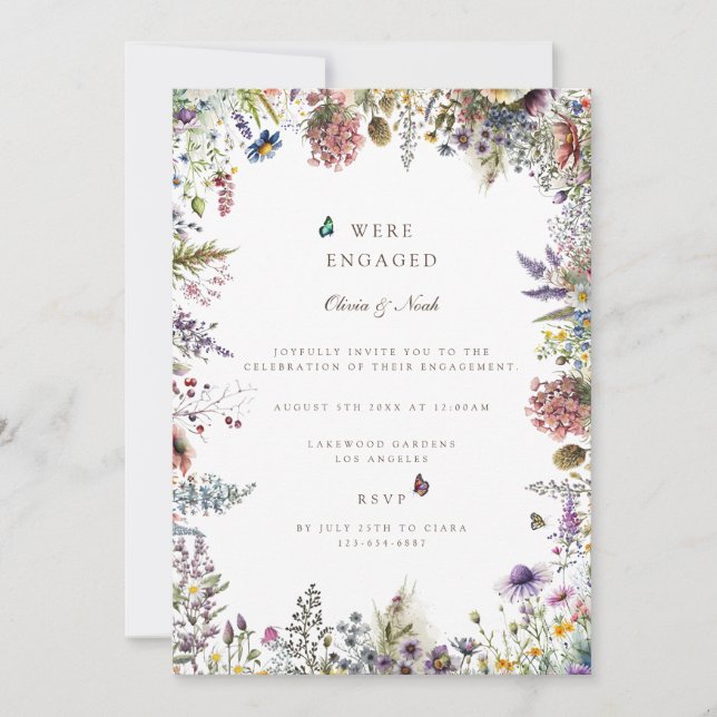 Invitation Boho Fleur sauvage Garden Engagement Party Invitat (Devant)