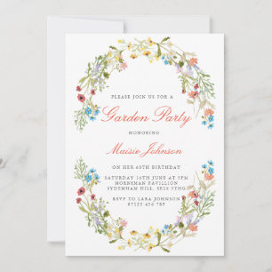 Invitation Boho Fleur sauvage Garden Party Anniversaire Invit