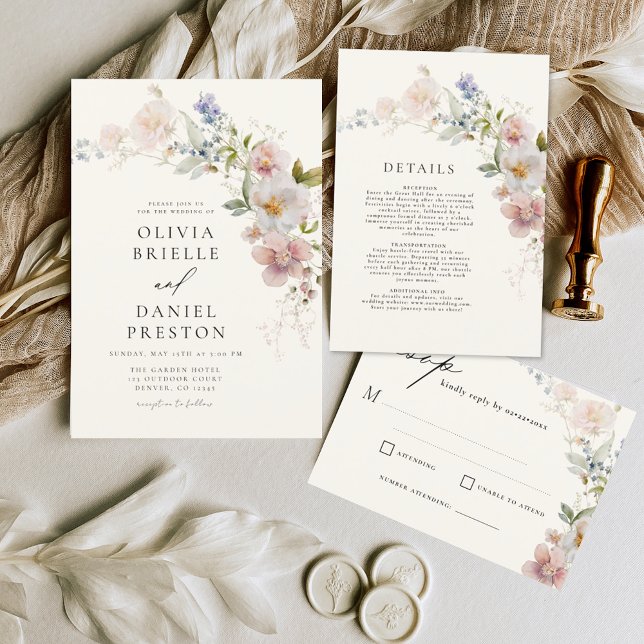 Invitation Boho Fleur sauvage Garden Wedding (Créateur téléchargé)
