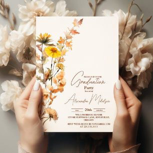 Invitation Boho Fleur sauvage Graduation