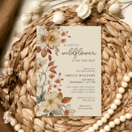 Invitation Boho Fleur sauvage ivoire Baby shower floral