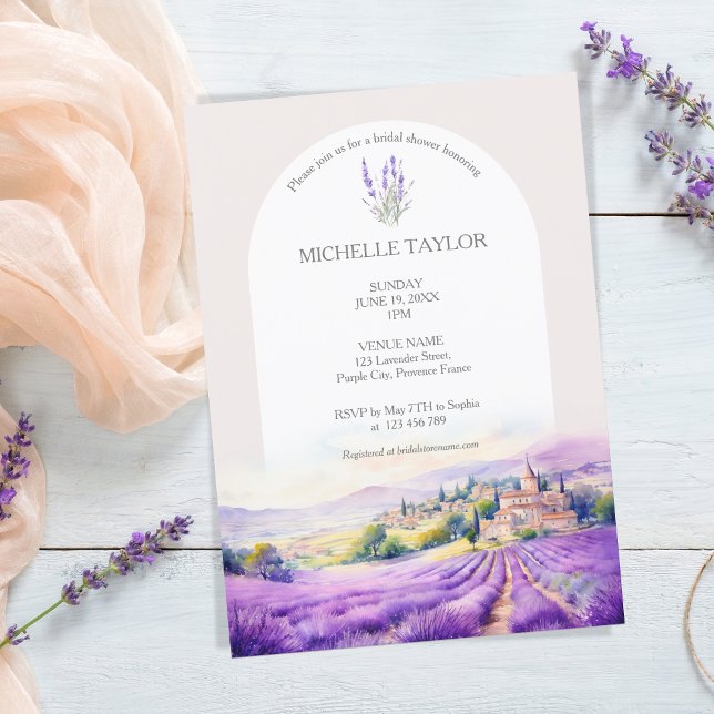 Invitation Boho Fleur sauvage Lavande violet violet Floral (WATERCOLOR LAVENDER FIELDS PROVENCE FRANCE)