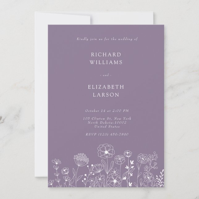 Invitation Boho Fleur sauvage moderne Mariage aquarelle (Devant)