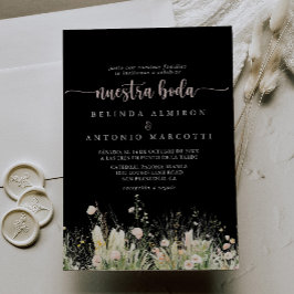 Invitation Boho Fleur sauvage noir Nuestra Boda Mariage