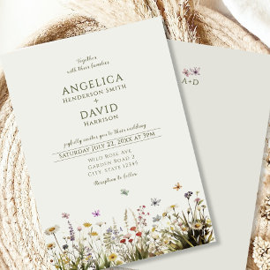 Invitation Boho Fleur sauvage papillons Mariage