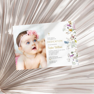 Invitation Boho Fleur sauvage Photo Girl Dedication