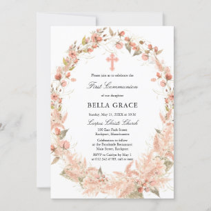 Invitation Boho Fleur sauvage Première Communion Sainte Invit