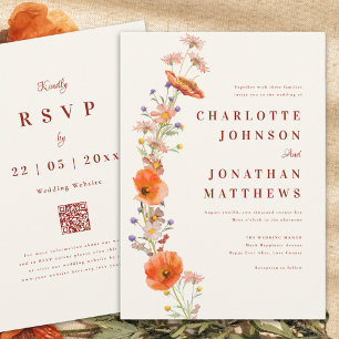 Invitation Boho Fleur sauvage Rustic Mariage de automne