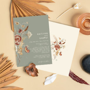 Invitation BOHO Fleur sauvage séché de la mousse de fleurs Fê
