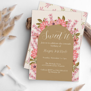Invitation Boho Fleur sauvage Sweet 16 Anniversaire Plutôt Fl