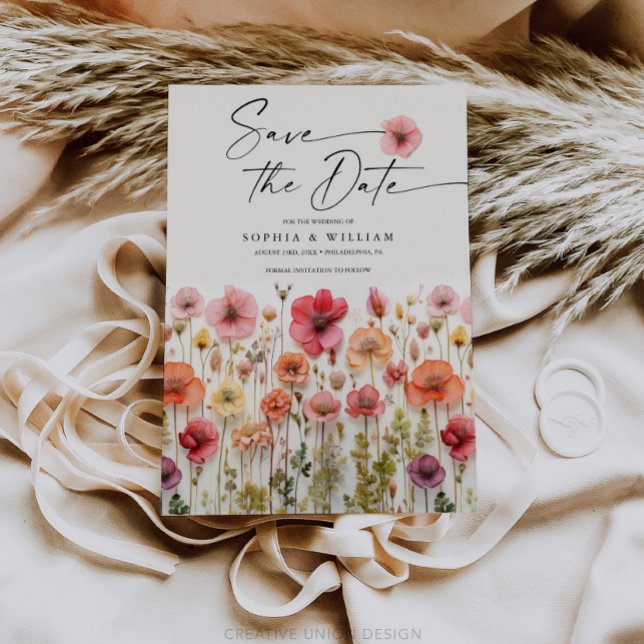 Invitation Boho Fleur sauvage Wedding Enregistrer La Date (Wildflower Save The Date)