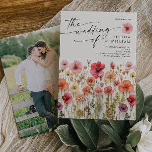 Invitation Boho Fleur sauvage Wedding Inviter Photo Retour