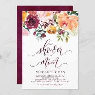 Invitation Boho Fleurs d'automne Garland Script Baby shower